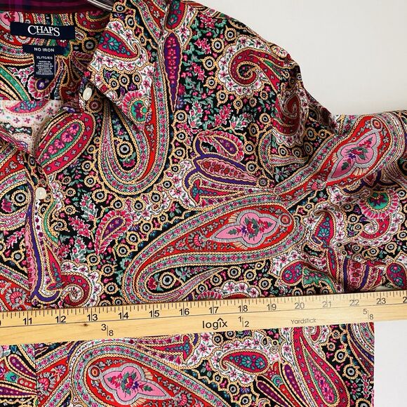 Chaps Top Women's XL Paisley Multicolor Shirt Button Up Long Sleeve Glam Chic - Picture 4 of 10